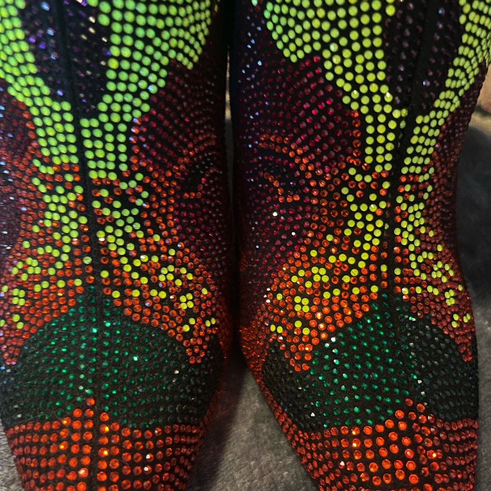 Colorful Rhinestone Ankle Boots - Picture 2 of 6